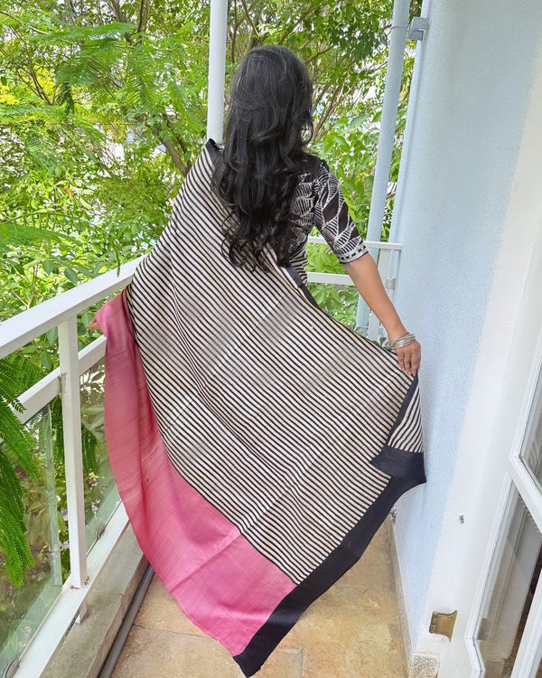 EE-X00869 Pink Tussar Silk sari