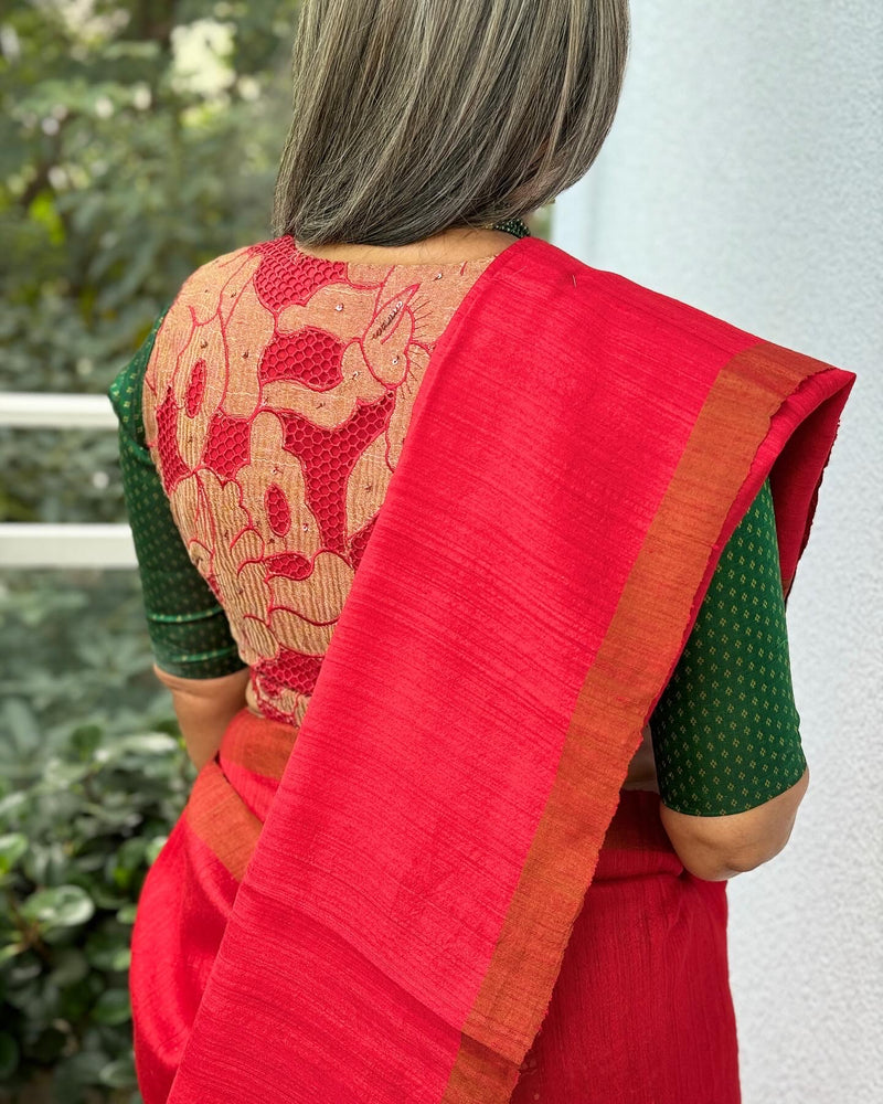 EE-W13452 Red Matka Sari