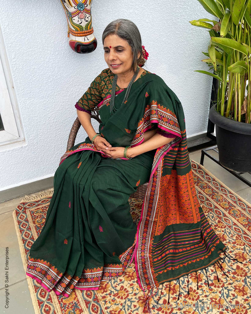 EE-V06860 Green Cotton Saree