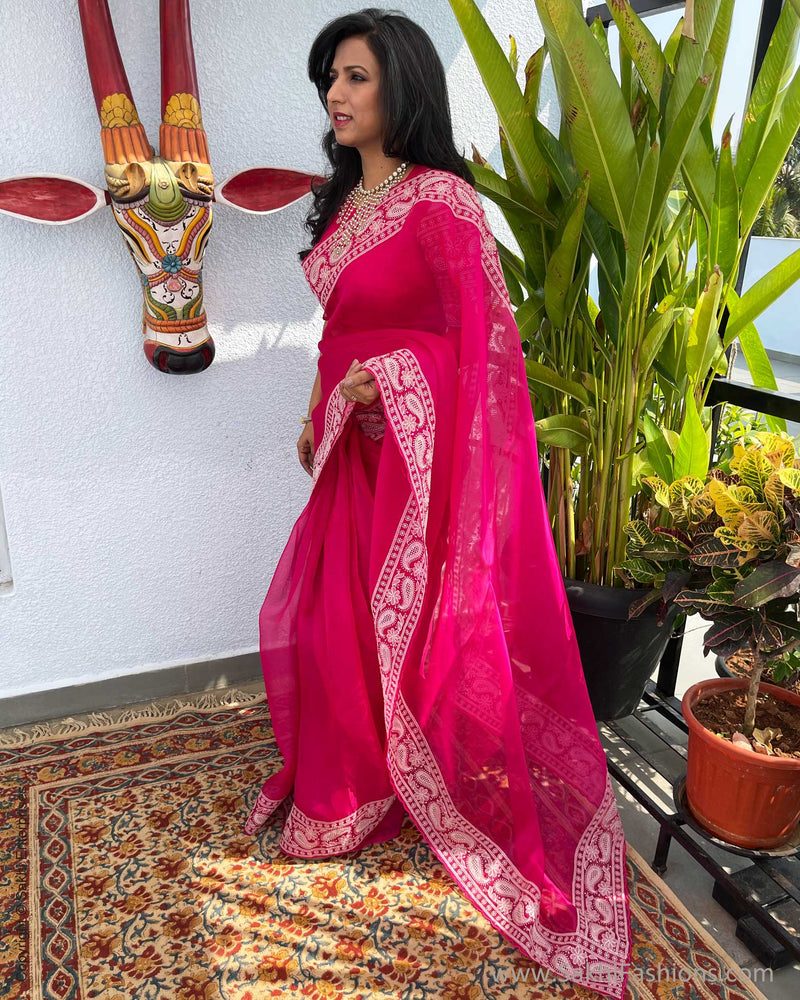 Buy Wedding Wear Rani Embroidery Work Dola Silk Saree Online From Surat  Wholesale Shop.