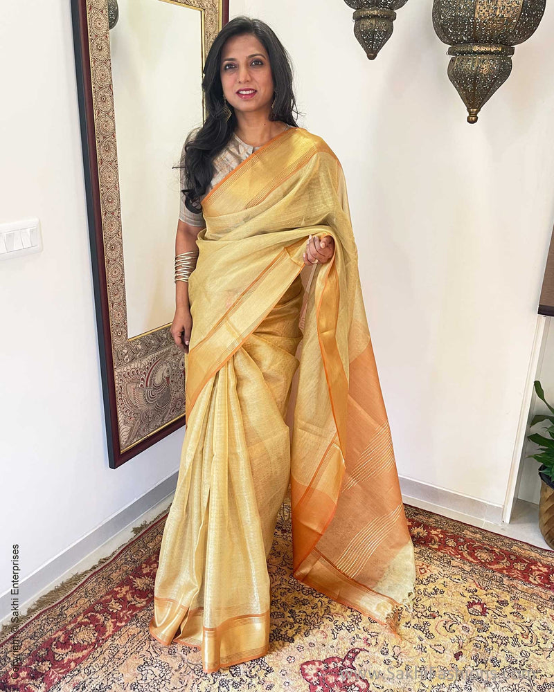 EE-W01775 Gold Tissue Sari