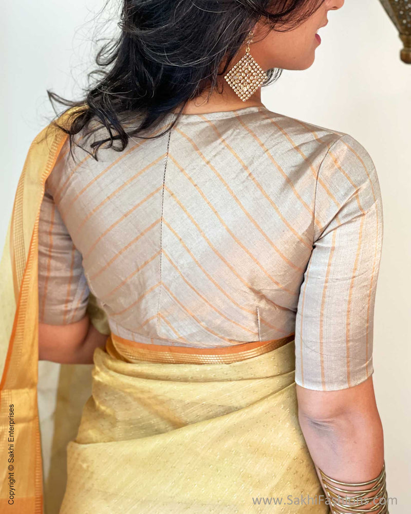 EE-W01775 Gold Tissue Sari