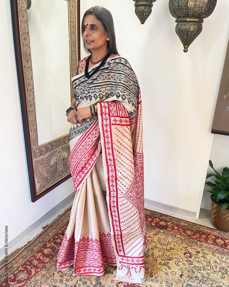 EE-W00782 Tussar silk Kantha Sari