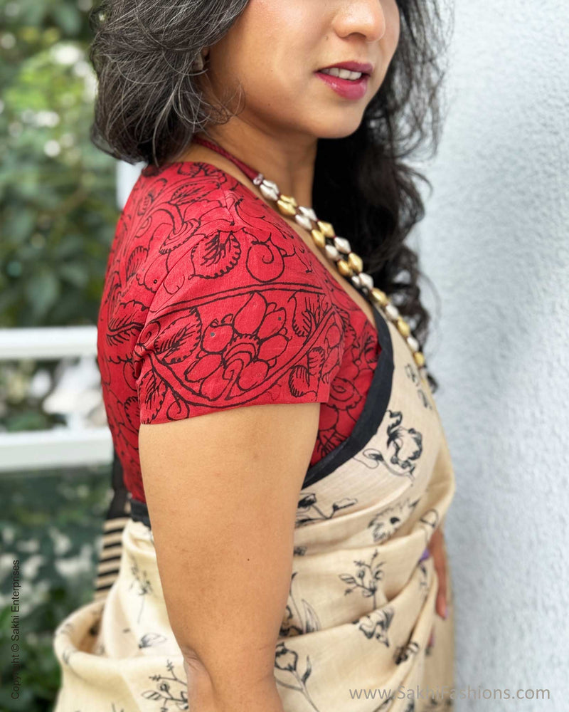 BL-W11271 Red Organza Kalamkari Blouse