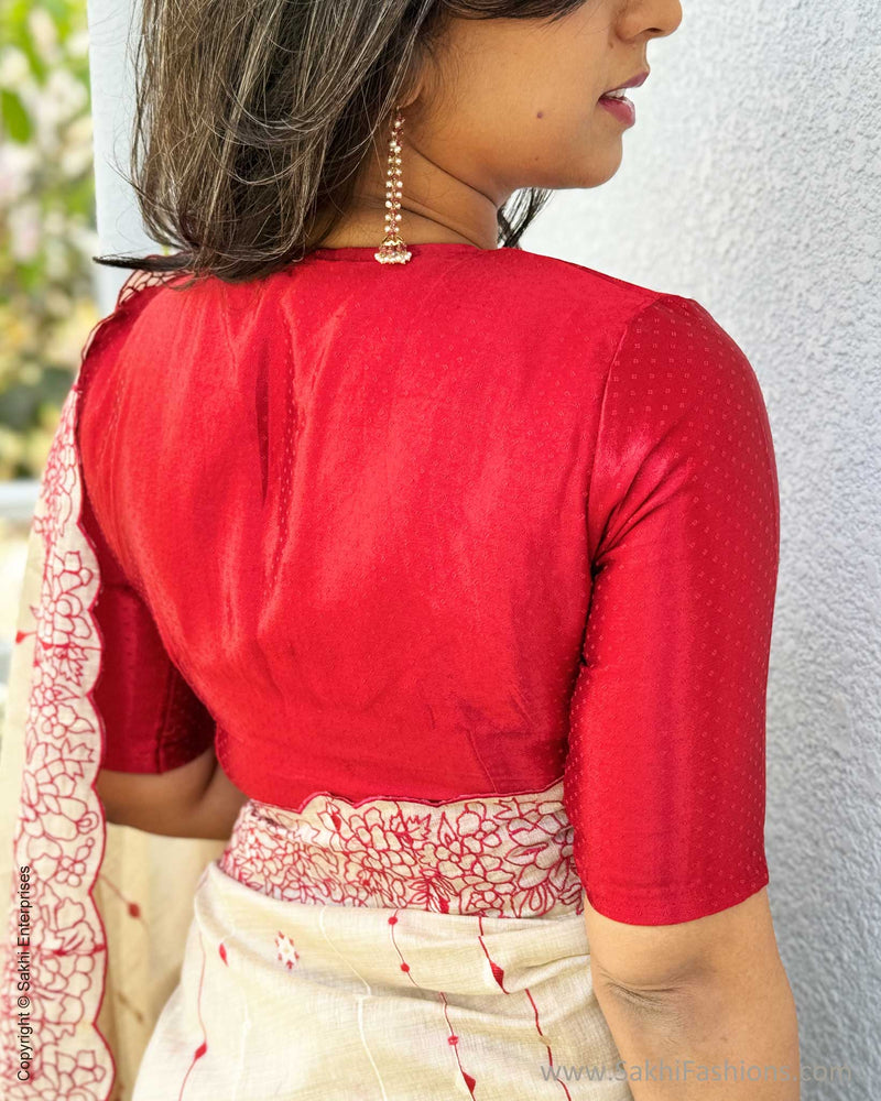 BL-V12363 Red Mashru Blouse