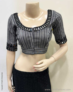 BL-W18837 Black Cotton Blouse