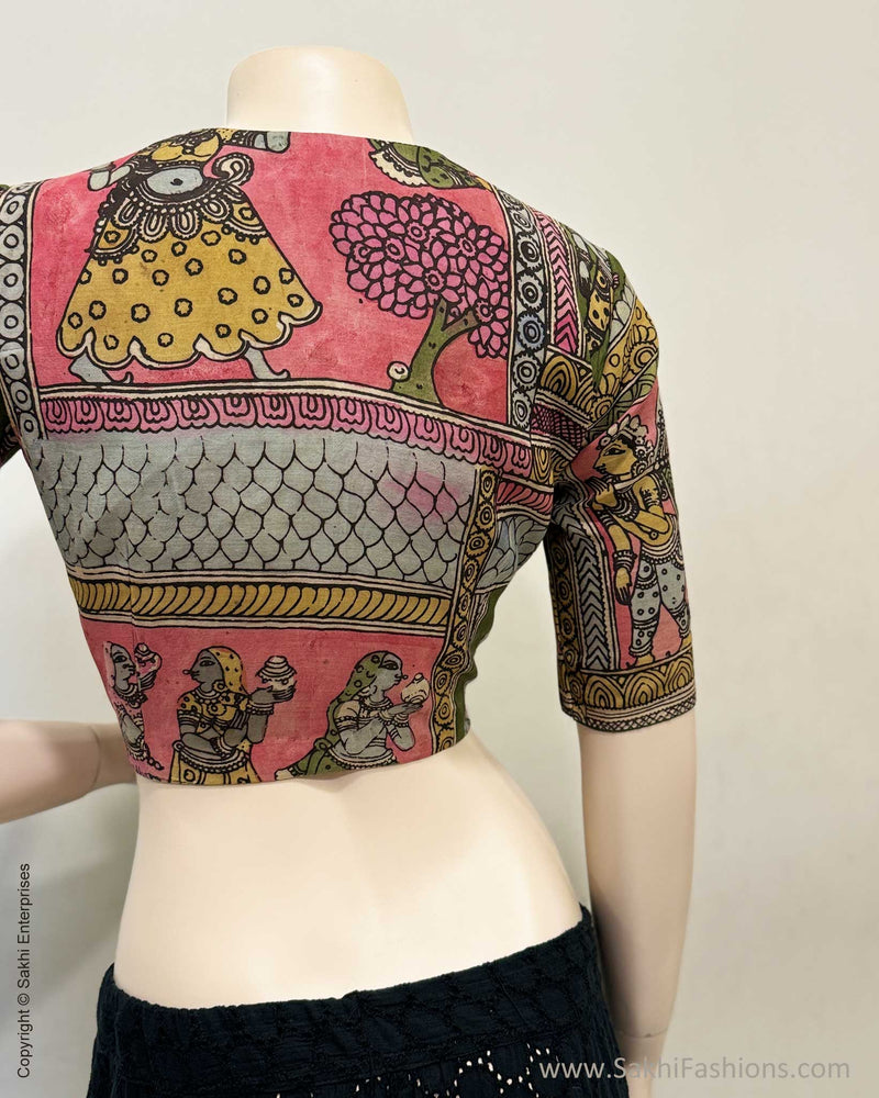 BL-X02894 Green Pink Silk Kalamkari