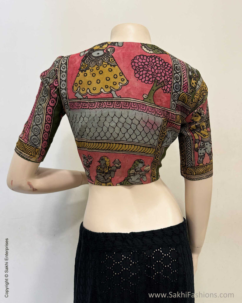 BL-X02894 Green Pink Silk Kalamkari