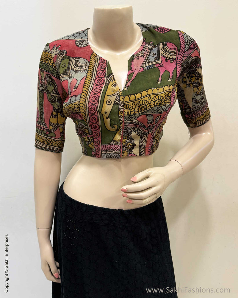 BL-X02894 Green Pink Silk Kalamkari