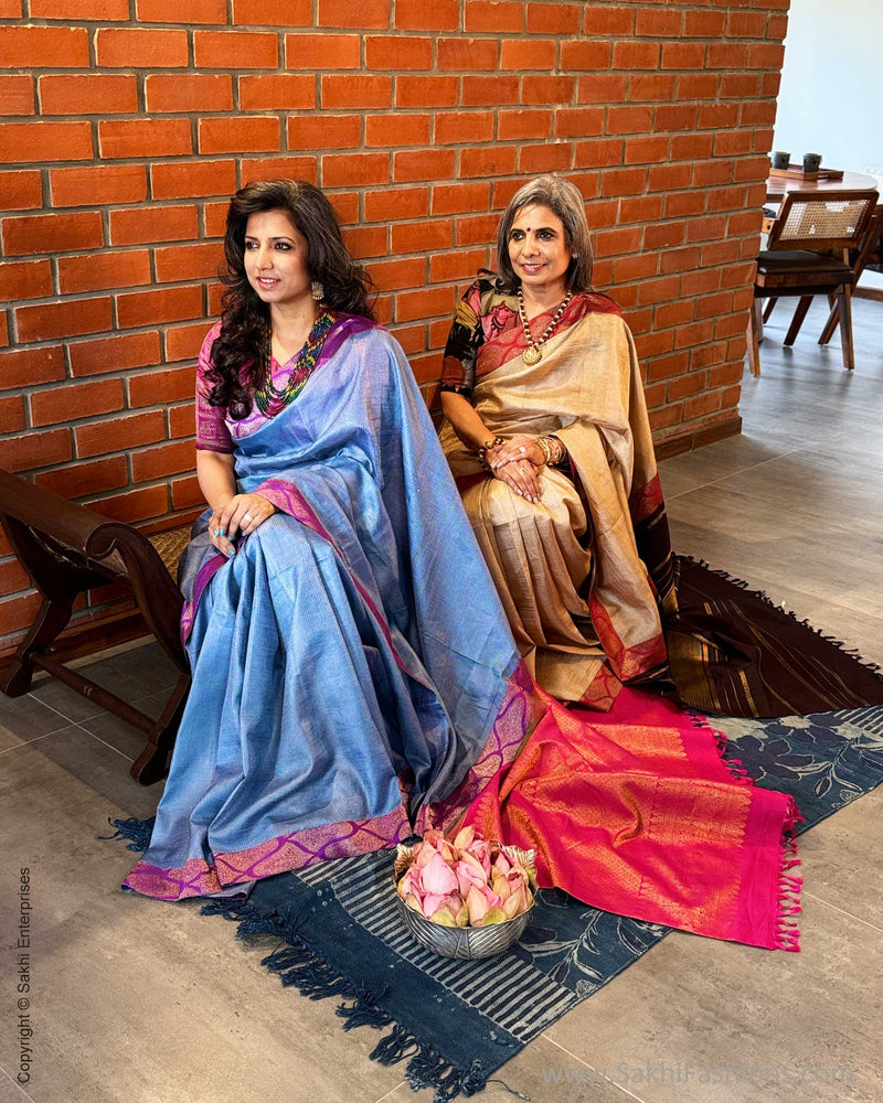 EE-X04324 Tussar Kanchi Collage Sari