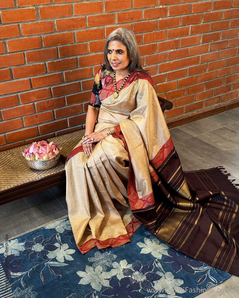 EE-X04325 Tussar Kanchi Collage Sari