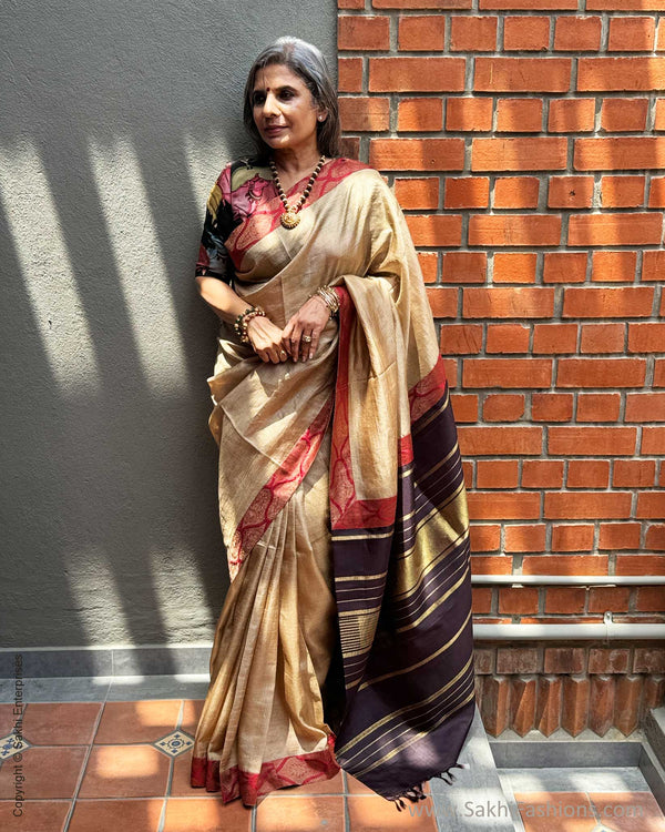 EE-X04325 Tussar Kanchi Collage Sari