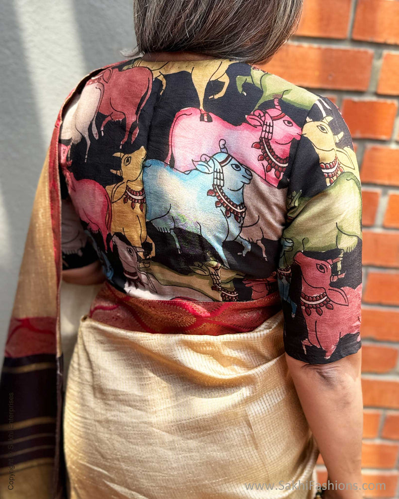 EE-X04325 Tussar Kanchi Collage Sari