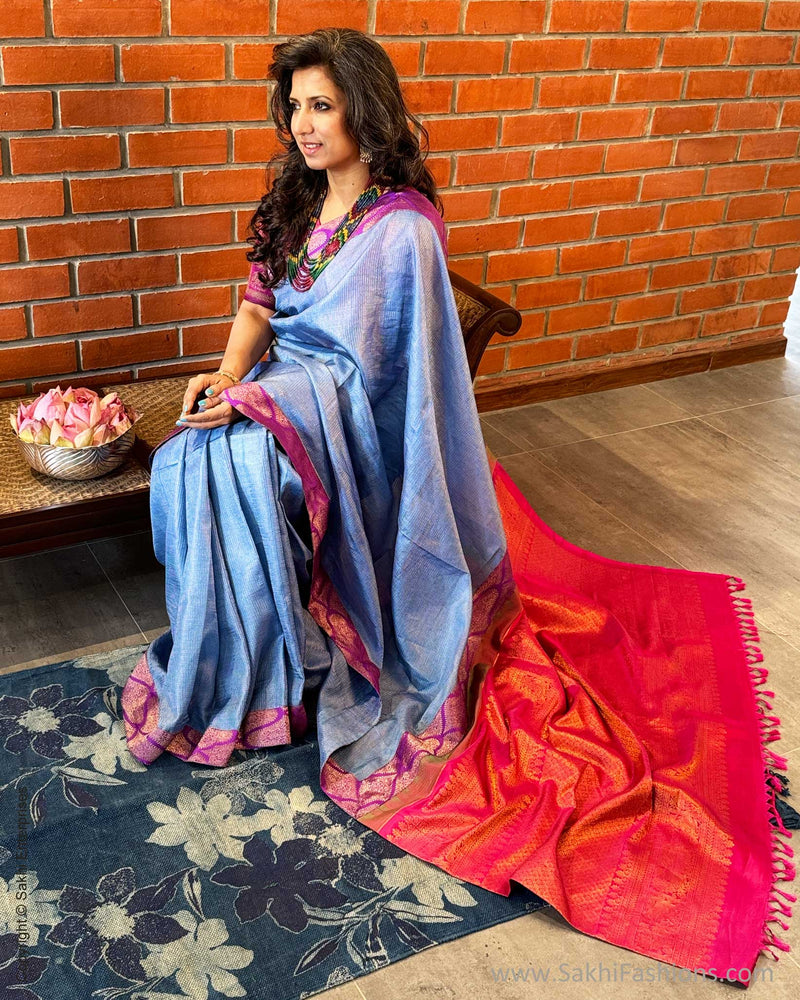 EE-X04324 Tussar Kanchi Collage Sari