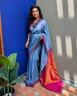 EE-X04324 Tussar Kanchi Collage Sari