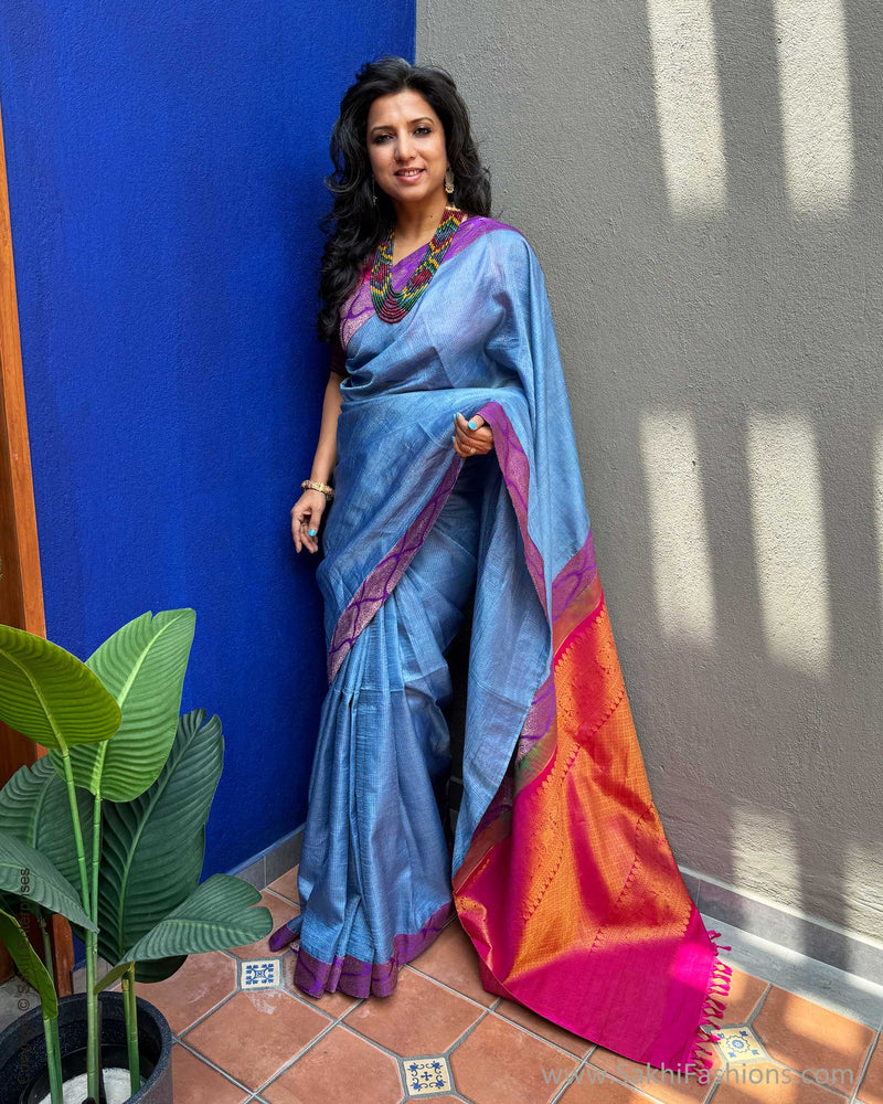 DP-X04323 Tussar Kanchi Collage Sari