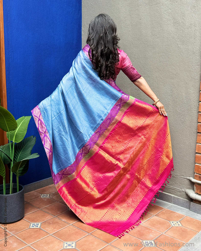 EE-X04324 Tussar Kanchi Collage Sari