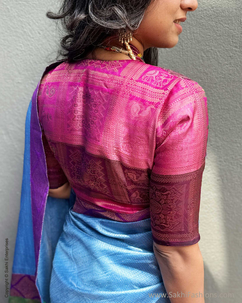 EE-X04324 Tussar Kanchi Collage Sari