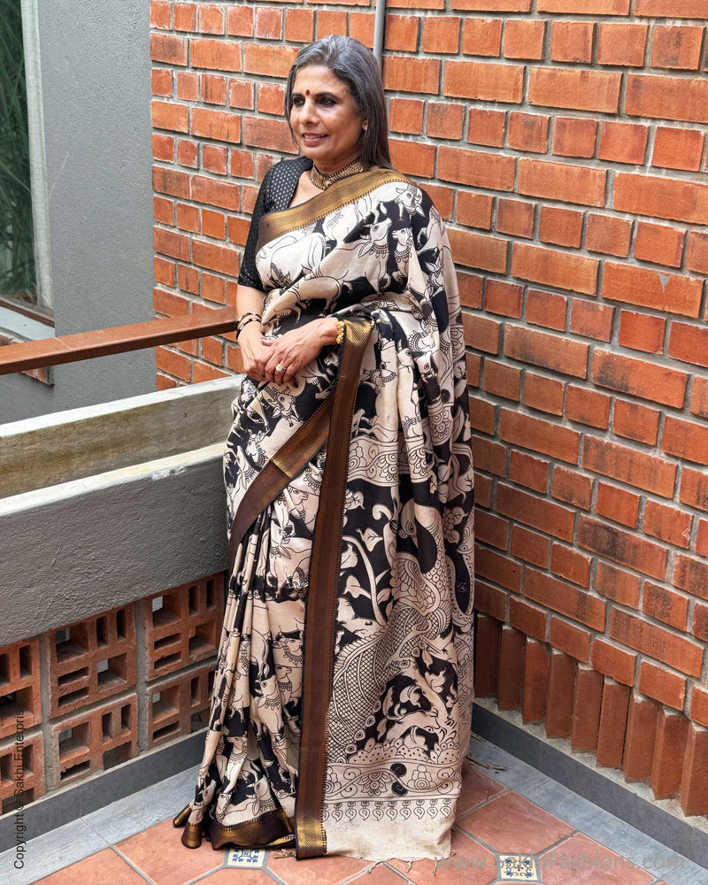 EE-X06807 Nandi Kalamkari Saree