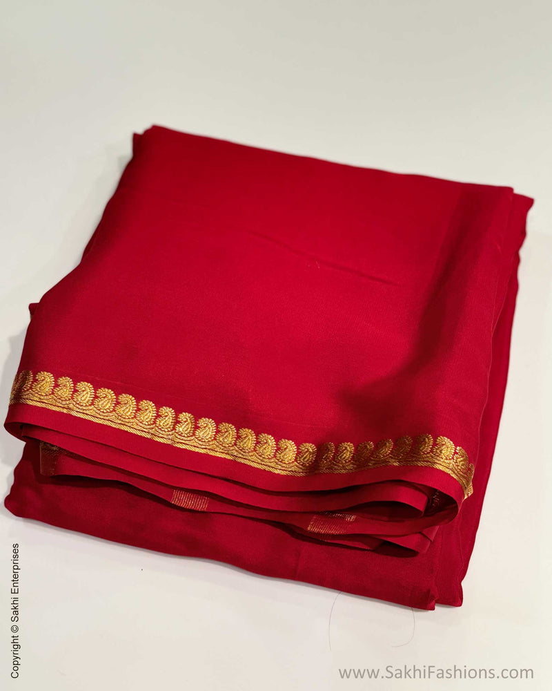 DP-X07643 Red Crepe silk Saree