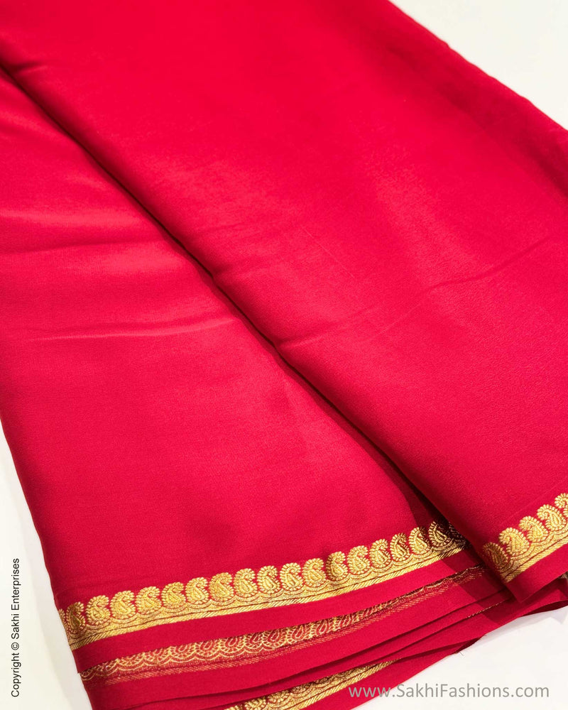 DP-X07643 Red Crepe silk Saree