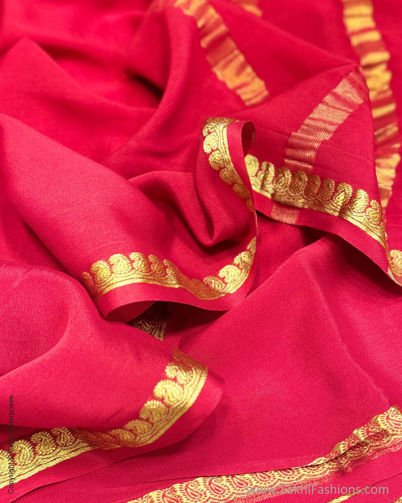 DP-X07643 Red Crepe silk Saree