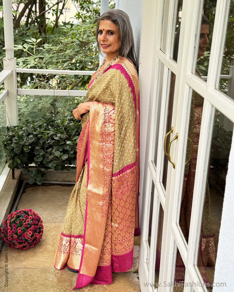 EE-X03088 Bandhini Beige Sari