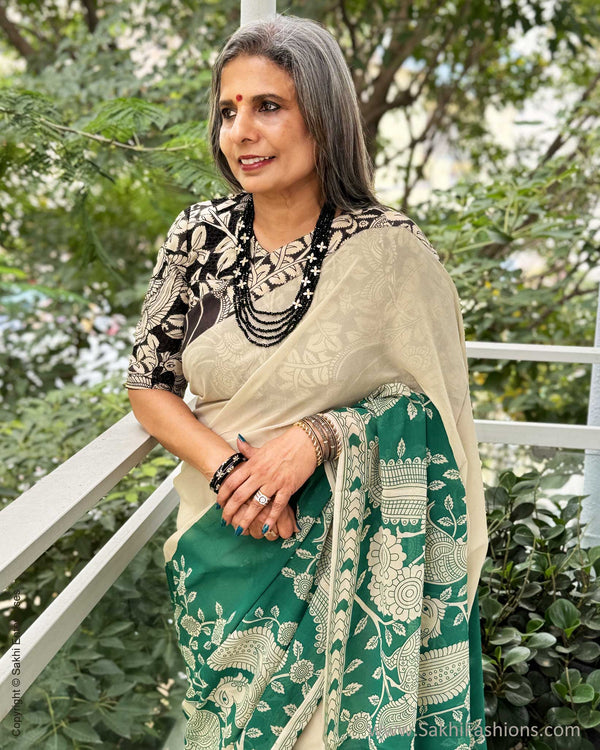 EE-X06957 Green Georgette Kalamkari