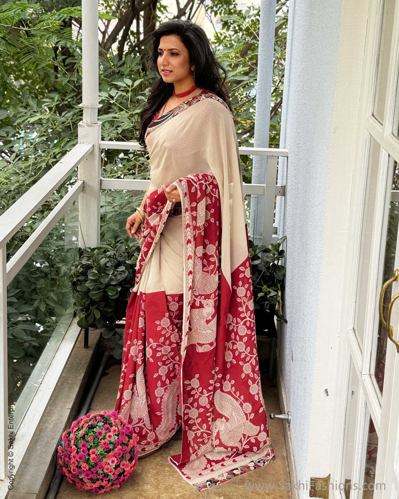 EE-X07622 Red Georgette Kalamkari