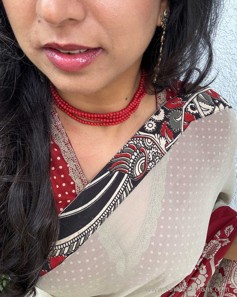 EE-X07622 Red Georgette Kalamkari