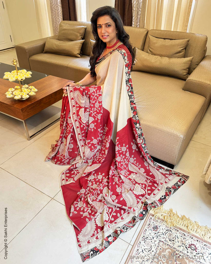 EE-X07622 Red Georgette Kalamkari