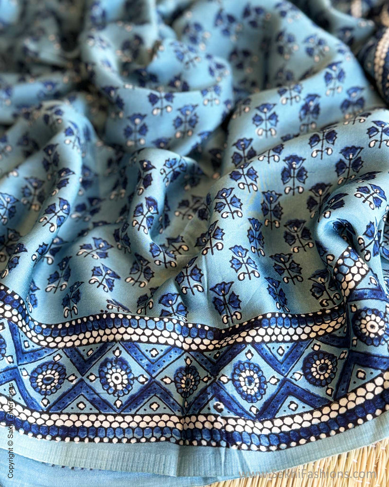 EE-X08662 Modal Silk Blue Ajrakh