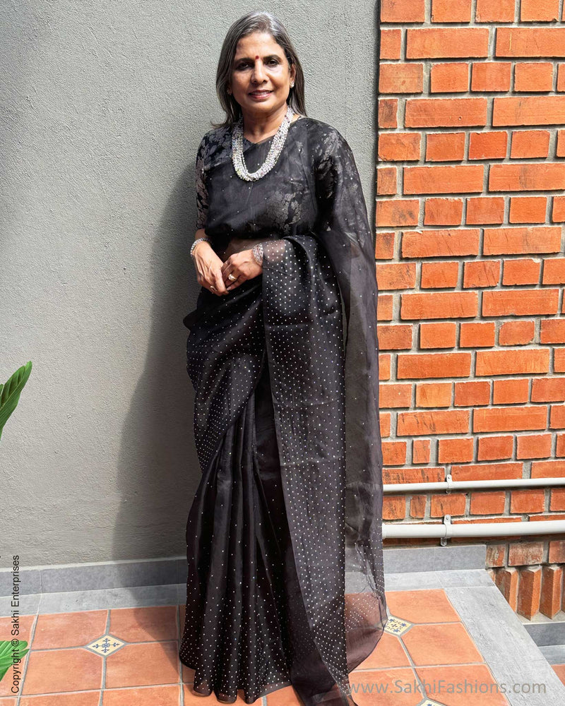 EE-X07913 Black Organza silk sari