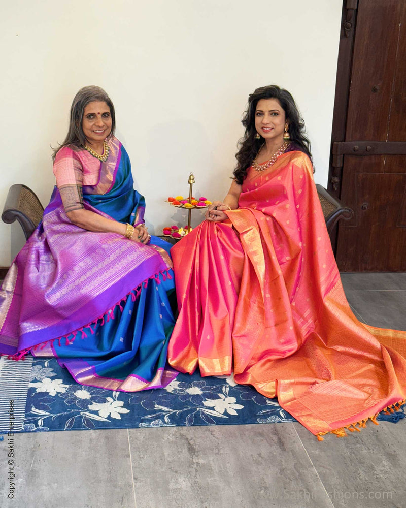 EE-X04481 Peach Vaira Oosi Kanchi Saree