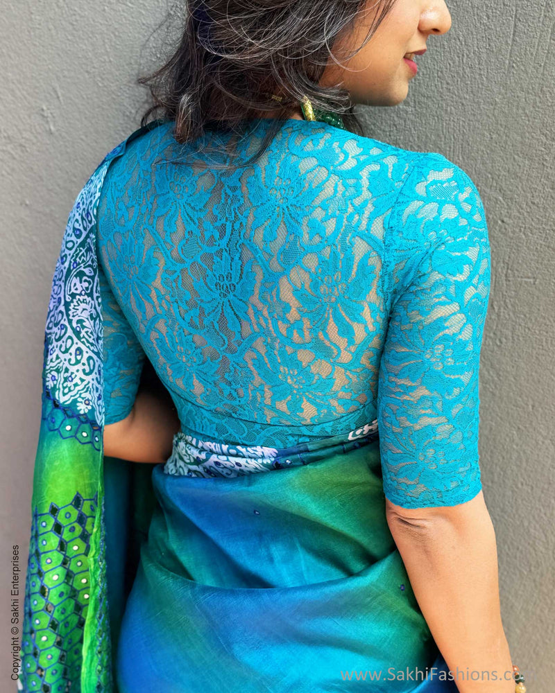 EE-X05423 Blue Cutwork sari