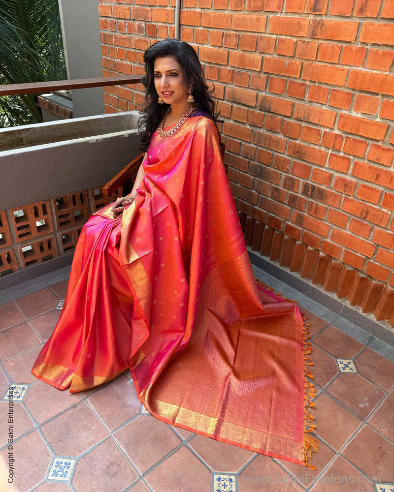 EE-X04481 Peach Vaira Oosi Kanchi Saree