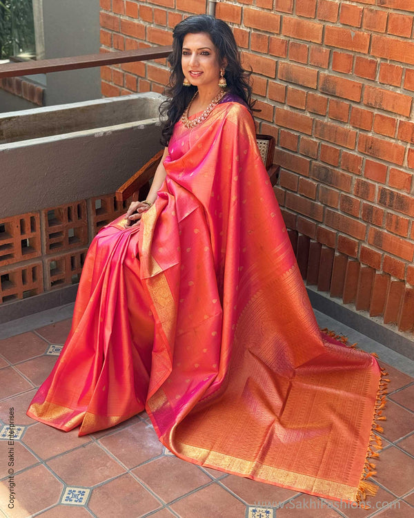 EE-X04481 Peach Vaira Oosi Kanchi Saree