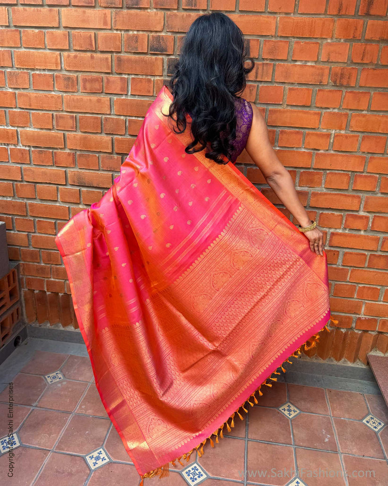 EE-X04481 Peach Vaira Oosi Kanchi Saree