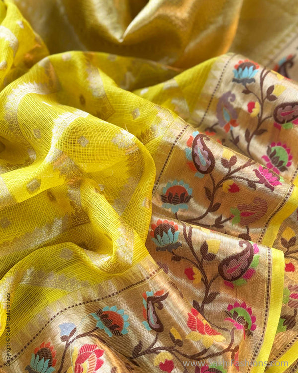 DP-X11806 Yellow Paithani Sari