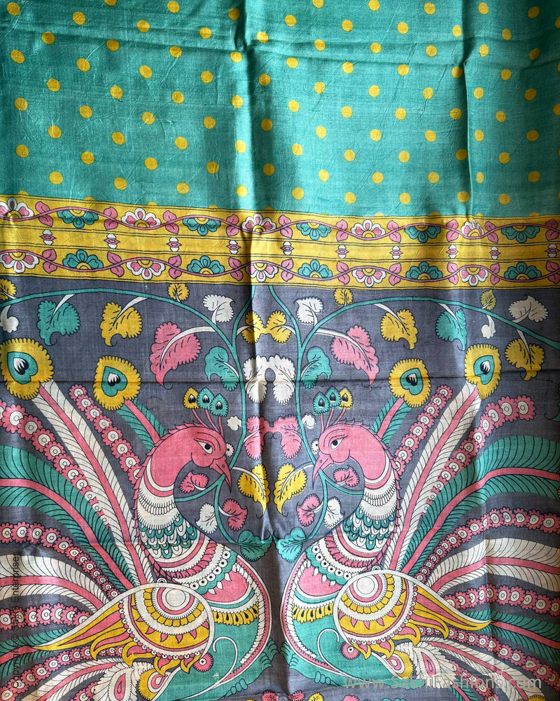 DP-X12778 Polka Kalamkari Tussar Sari