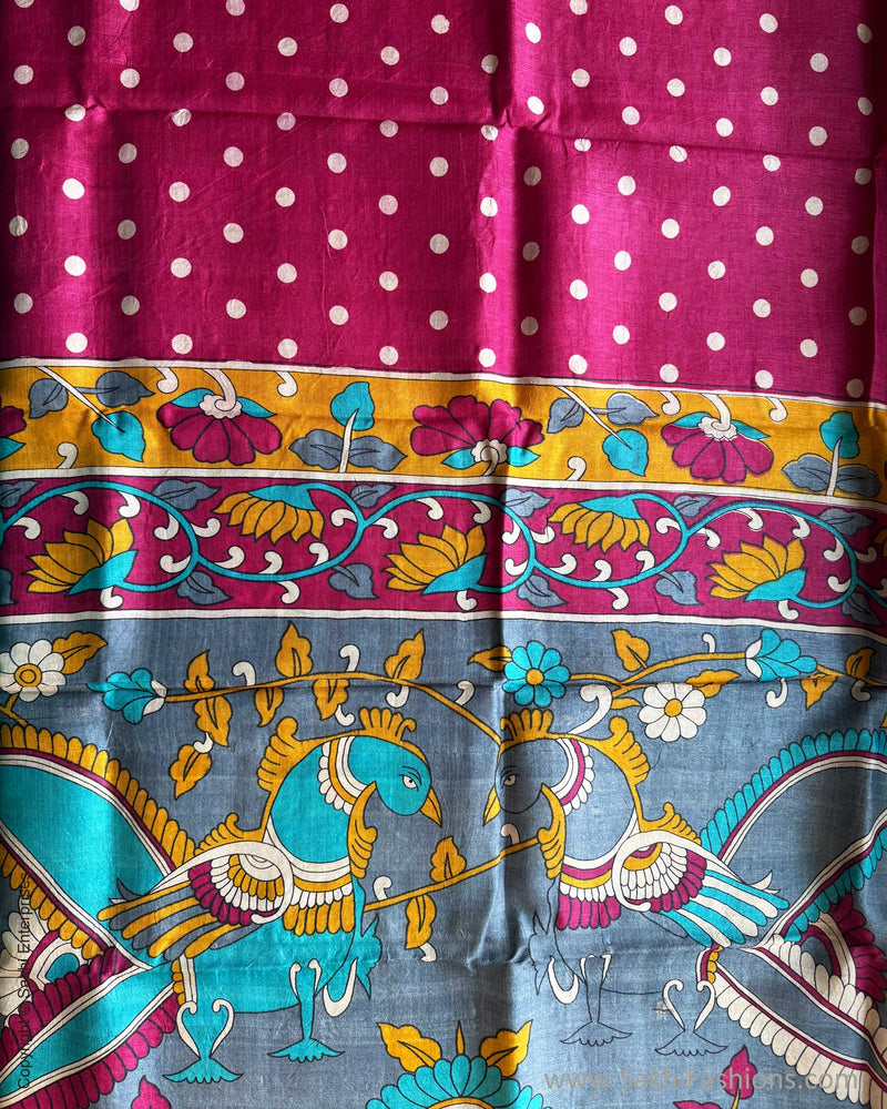 DP-X12779 Polka Kalamkari Tussar Sari