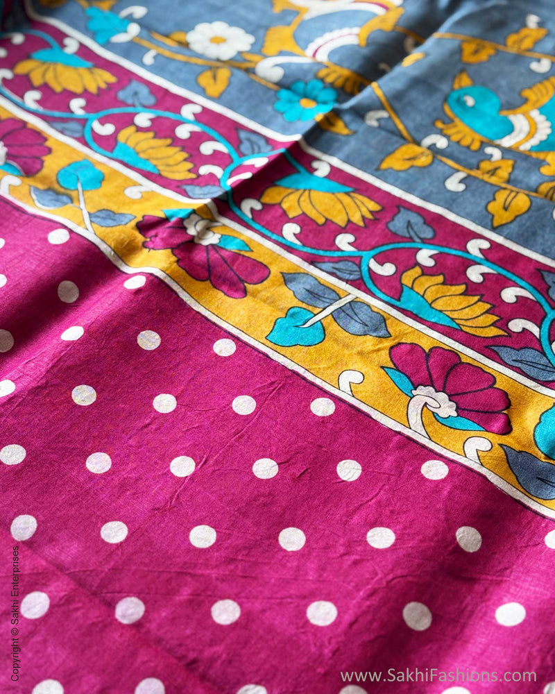 DP-X12779 Polka Kalamkari Tussar Sari