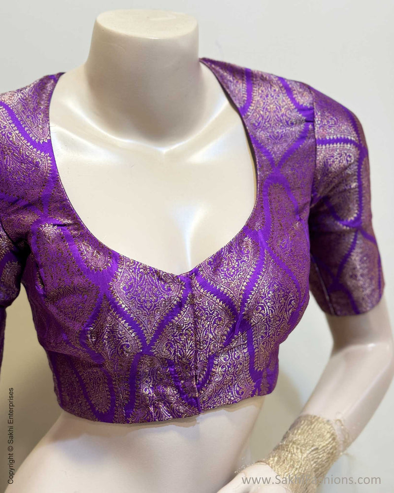 BL-W17225R Purple Banarsi Blouse