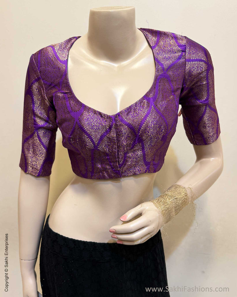 BL-W17225R Purple Banarsi Blouse