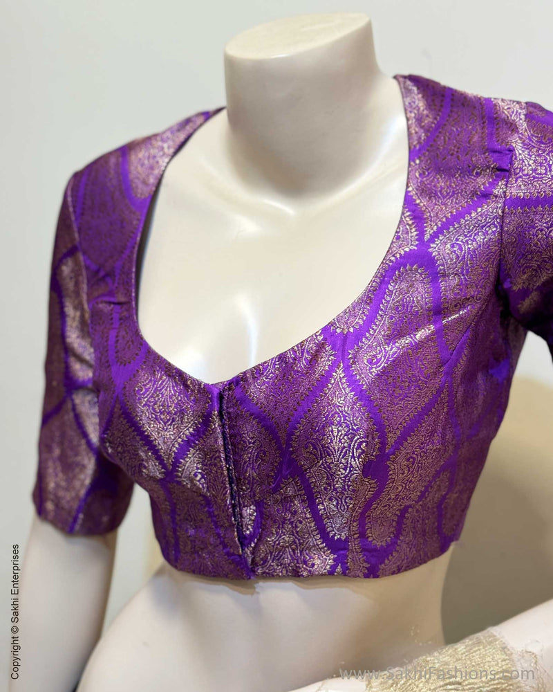 BL-W17225R Purple Banarsi Blouse