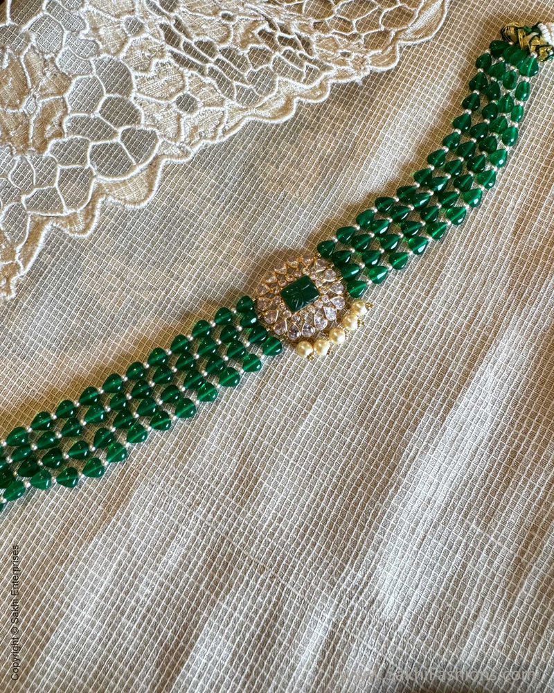 AG-X13004 Green pearl gold Choker