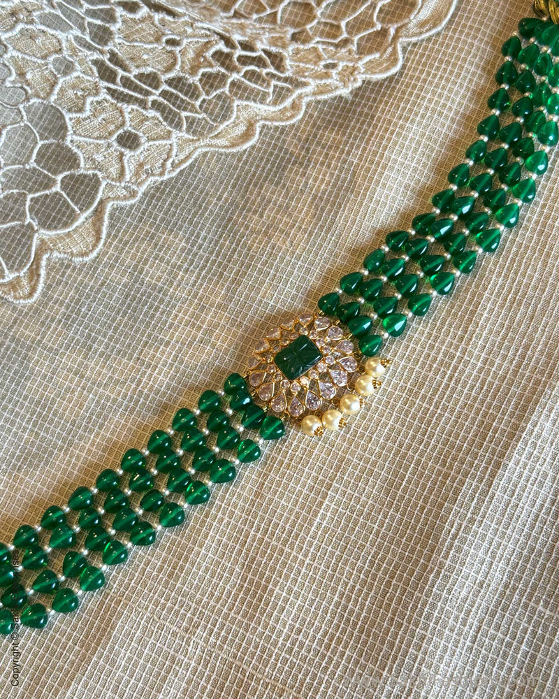 AG-X13004 Green pearl gold Choker