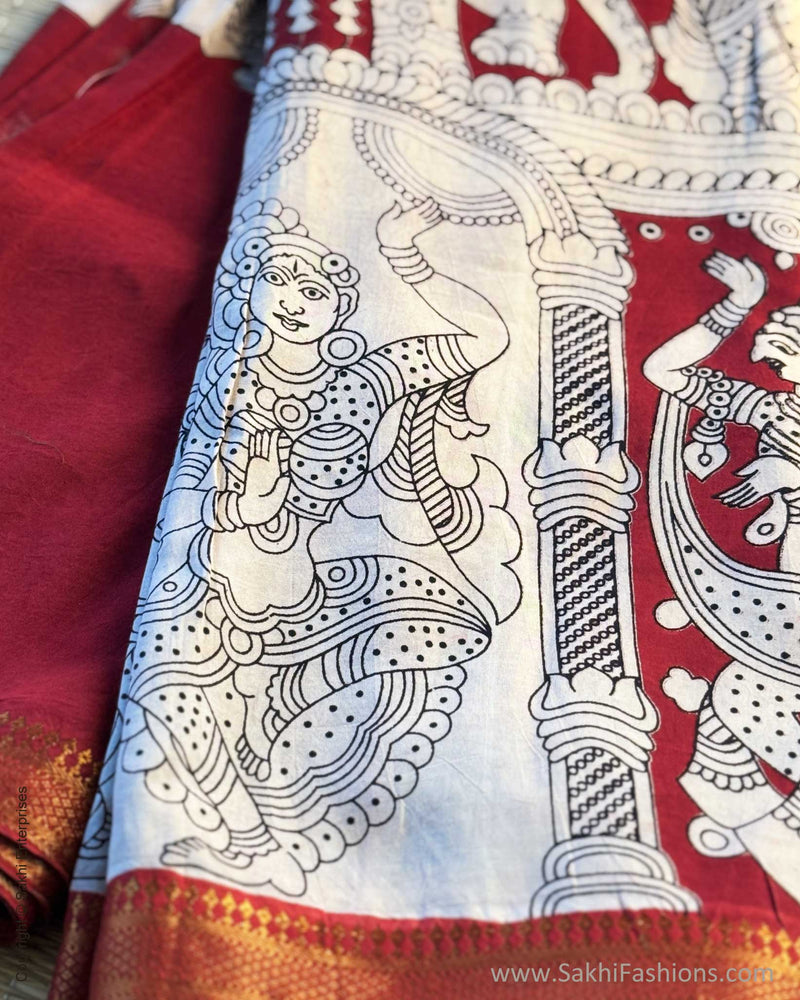 DP-X13962 Red Kalamkari Saree