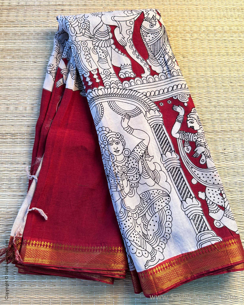 DP-X13962 Red Kalamkari Saree