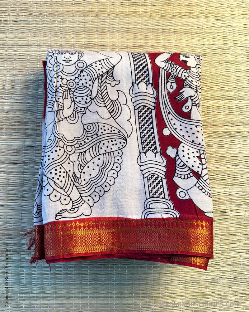 DP-X13962 Red Kalamkari Saree